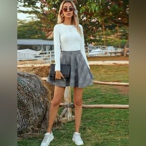 Plaid Flare Mini Skirt